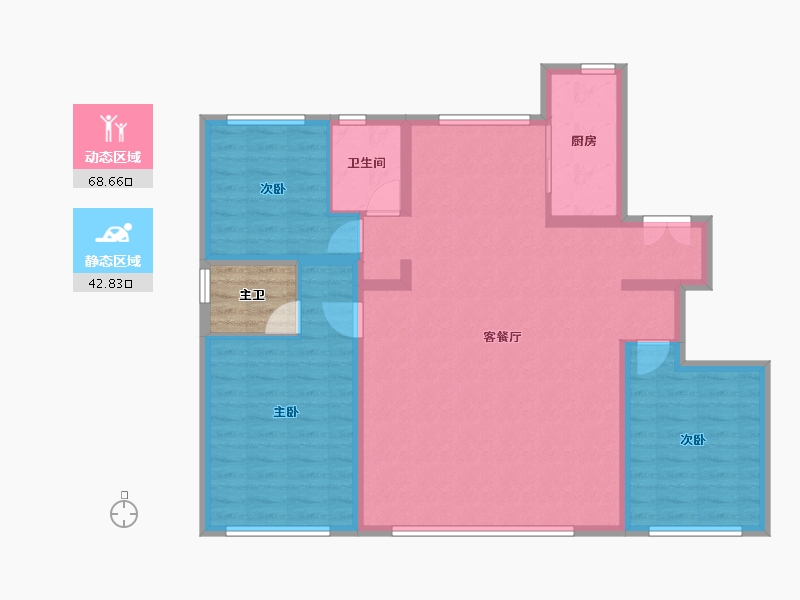 内蒙古自治区-鄂尔多斯市-鑫通·壹号府-104.25-户型库-动静分区