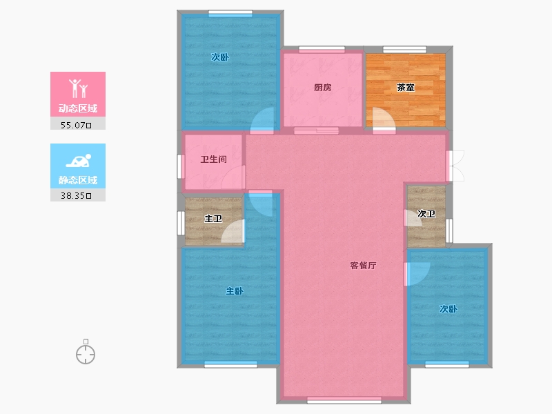 内蒙古自治区-鄂尔多斯市-蒙欣·康和馨港-97.05-户型库-动静分区