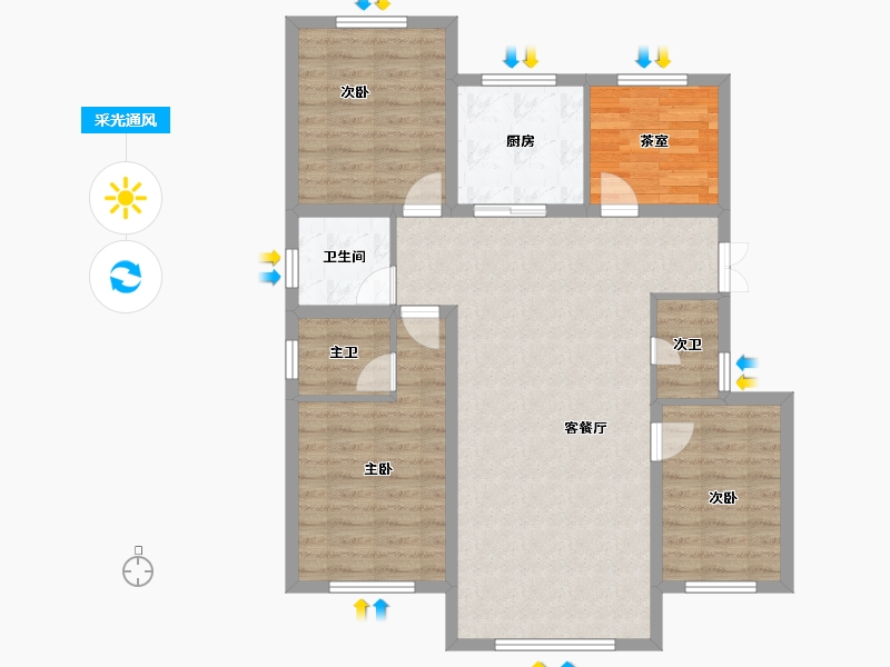 内蒙古自治区-鄂尔多斯市-蒙欣·康和馨港-97.05-户型库-采光通风