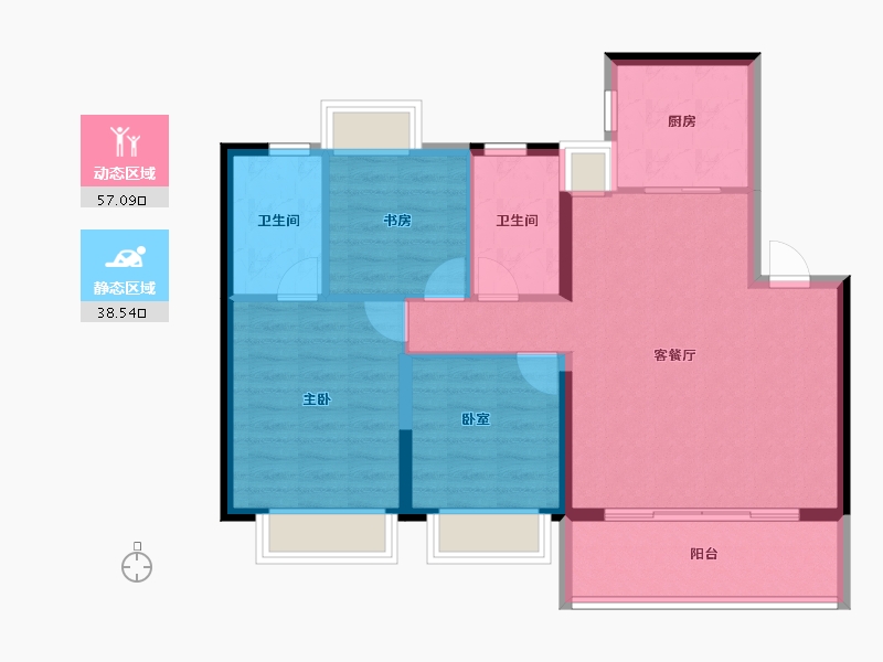 江苏省-南京市-颐居华发颐和四季府-86.41-户型库-动静分区