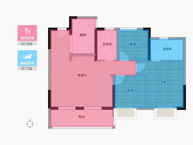 重庆-重庆市-敏捷控股·云明星著-78.40-户型库-动静分区