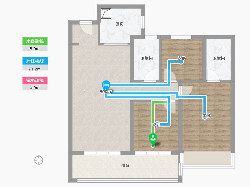 陕西省-西安市-龙湖景粼玖序-85.00-户型库-动静线