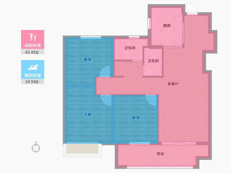 山东省-青岛市-海信九麓府-90.39-户型库-动静分区