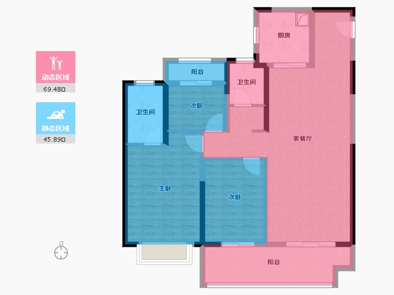 河南省-郑州市-郑州洺悦融园-103.20-户型库-动静分区