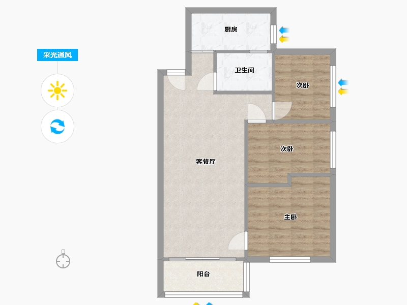 广东省-广州市-丽康居-教师新村-73.00-户型库-采光通风