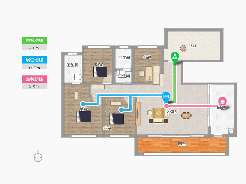 四川省-成都市-龙湖三千云锦-107.25-户型库-动静线