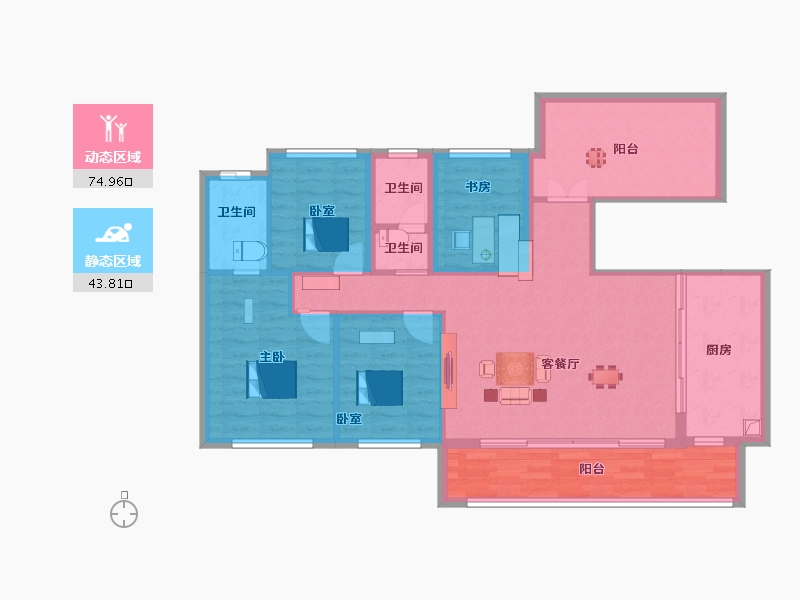 四川省-成都市-龙湖三千云锦-107.25-户型库-动静分区