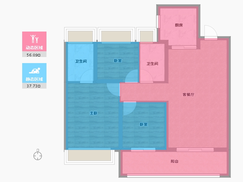 江苏省-南京市-保利扬子萃云台-84.00-户型库-动静分区