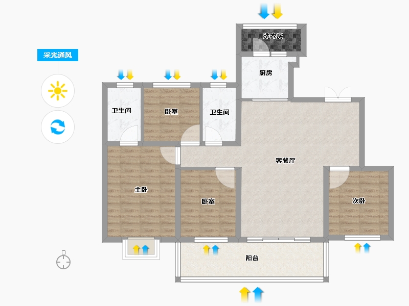 四川省-成都市-人居九林语-102.25-户型库-采光通风