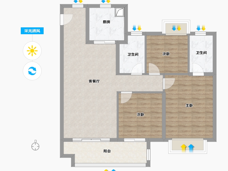 江西省-南昌市-保利紫云-89.60-户型库-采光通风