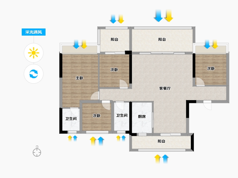 湖北省-襄阳市-利达城-110.40-户型库-采光通风