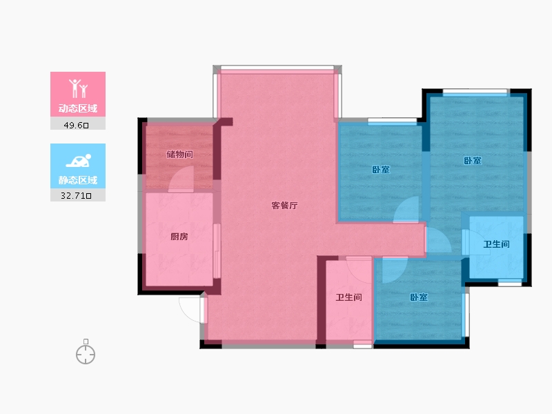 四川省-成都市-滨江玺樾-73.25-户型库-动静分区