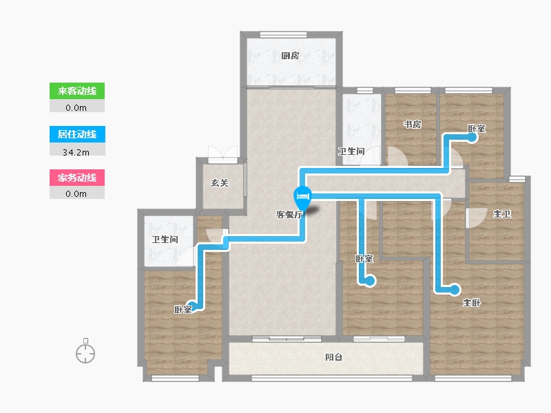 浙江省-杭州市-滨江联合·枫翠云轩-143.20-户型库-动静线