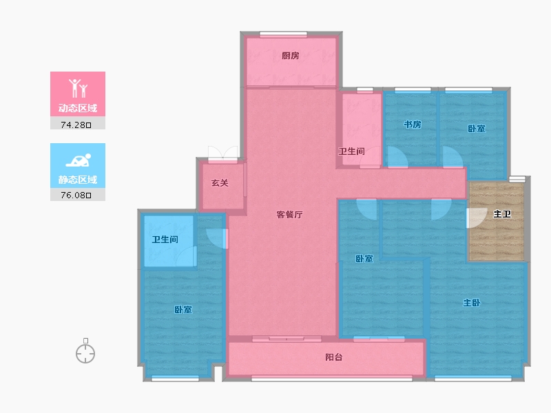 浙江省-杭州市-滨江联合·枫翠云轩-143.20-户型库-动静分区