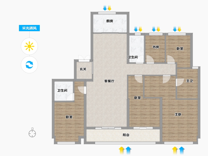 浙江省-杭州市-滨江联合·枫翠云轩-143.20-户型库-采光通风