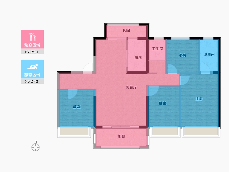 陕西省-铜川市-碧桂园·天樾-112.00-户型库-动静分区