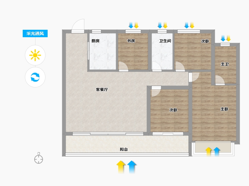 浙江省-杭州市-萧澜隐翠轩-95.25-户型库-采光通风