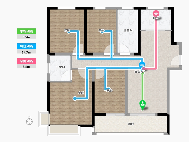 山东省-菏泽市-金府大院-128.00-户型库-动静线