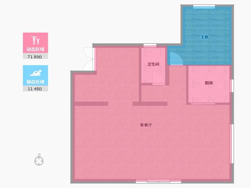 陕西省-西安市-龙湖景粼玖序-76.87-户型库-动静分区