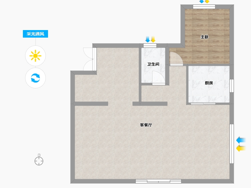 陕西省-西安市-龙湖景粼玖序-76.87-户型库-采光通风