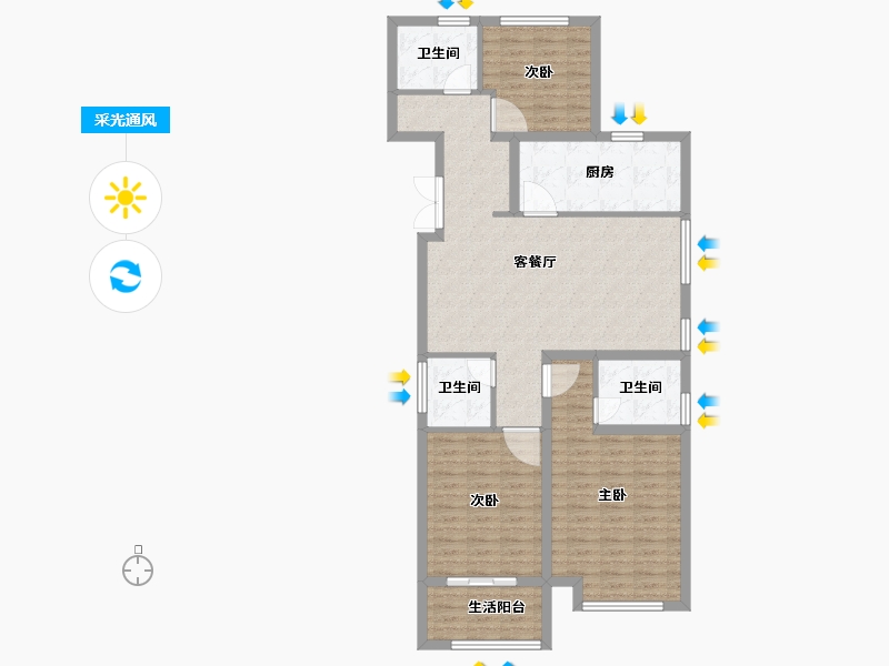 安徽省-合肥市-翡翠时光-111.10-户型库-采光通风