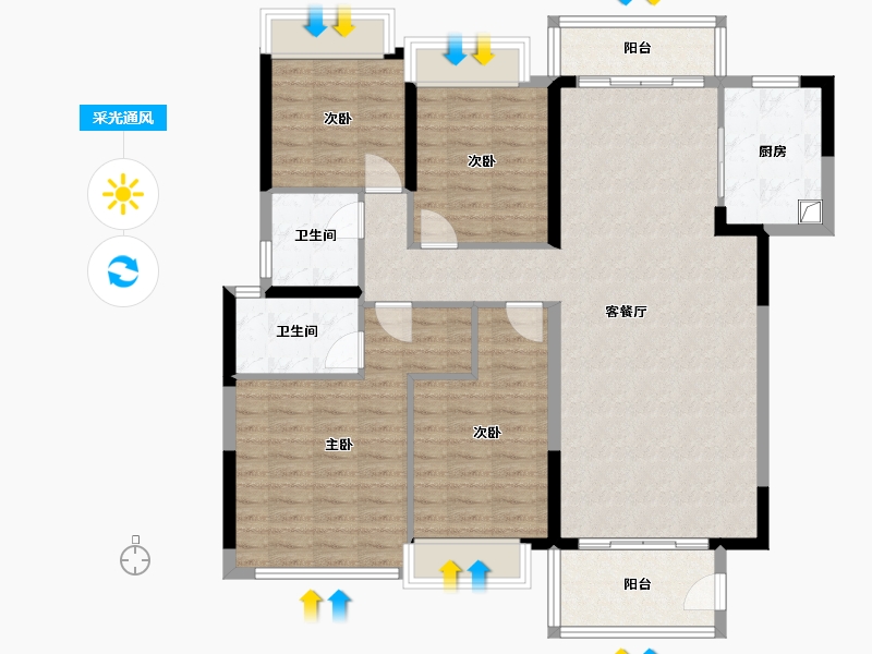 广东省-潮州市-潮州龙光阳光华府-120.00-户型库-采光通风