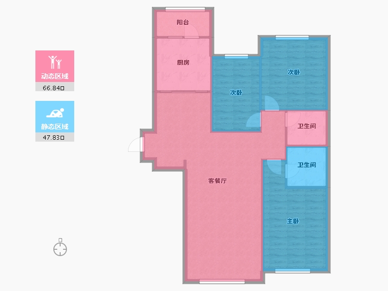 黑龙江省-哈尔滨市-四季上东-116.60-户型库-动静分区