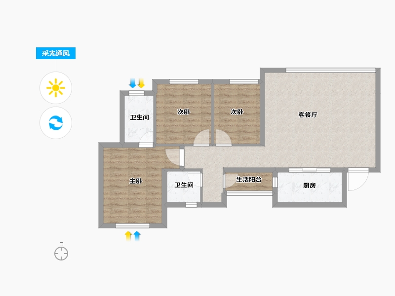 四川省-成都市-东原江山印月-80.63-户型库-采光通风