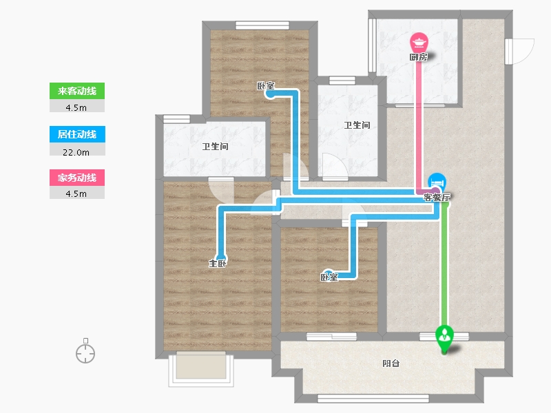 陕西省-咸阳市-金科集美嘉悦-95.76-户型库-动静线