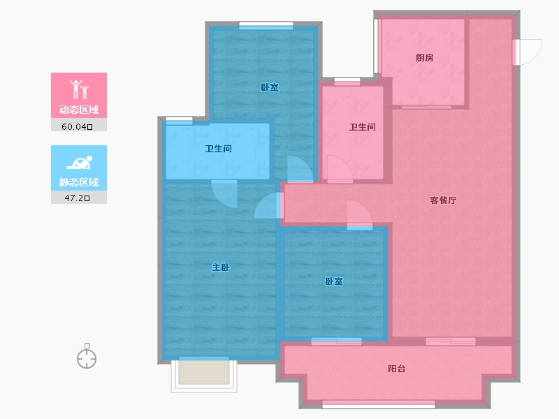 陕西省-咸阳市-金科集美嘉悦-95.76-户型库-动静分区