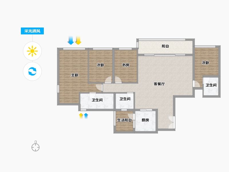 四川省-成都市-远大海湾云锦-141.37-户型库-采光通风