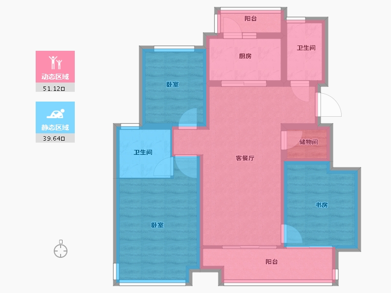 四川省-成都市-领地合兴丽府蘭台-80.25-户型库-动静分区