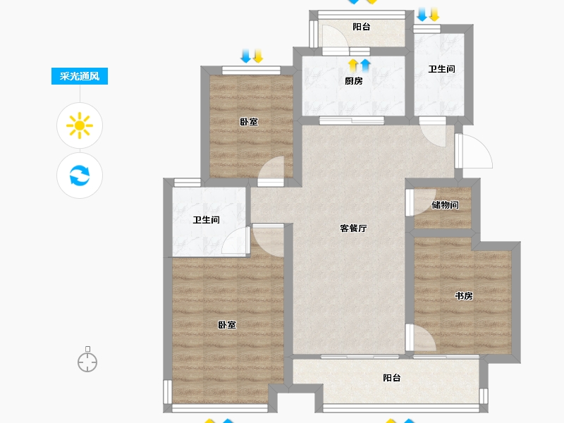 四川省-成都市-领地合兴丽府蘭台-80.25-户型库-采光通风