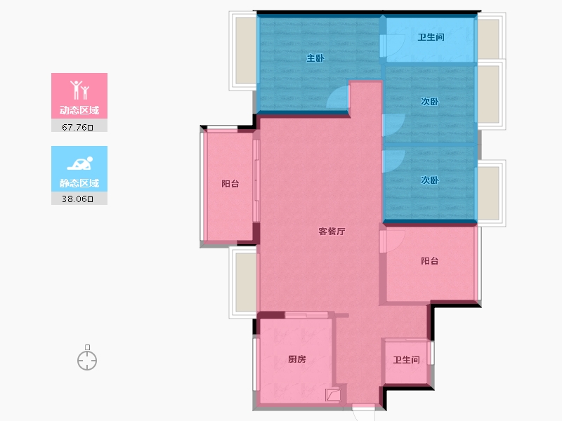 广东省-佛山市-万科金域水岸-121.00-户型库-动静分区