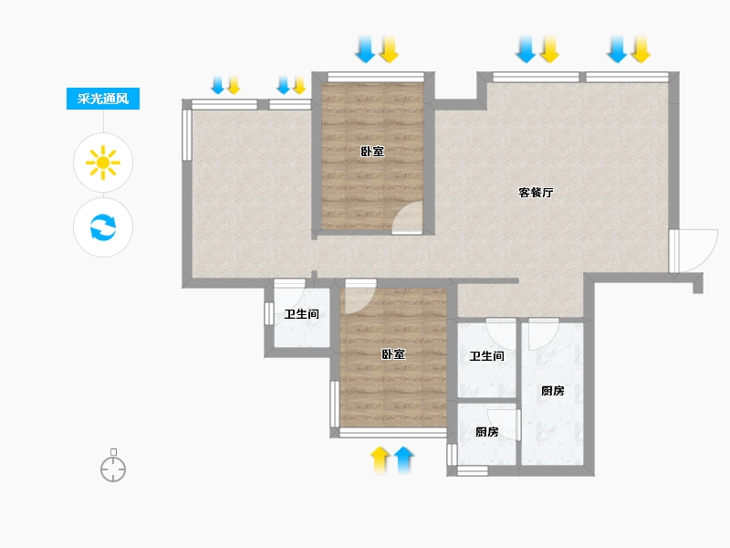 四川省-成都市-奥园棠玥府-81.85-户型库-采光通风