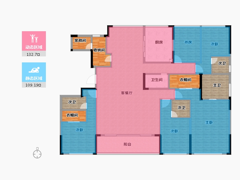 浙江省-杭州市-潮映万象轩-266.25-户型库-动静分区