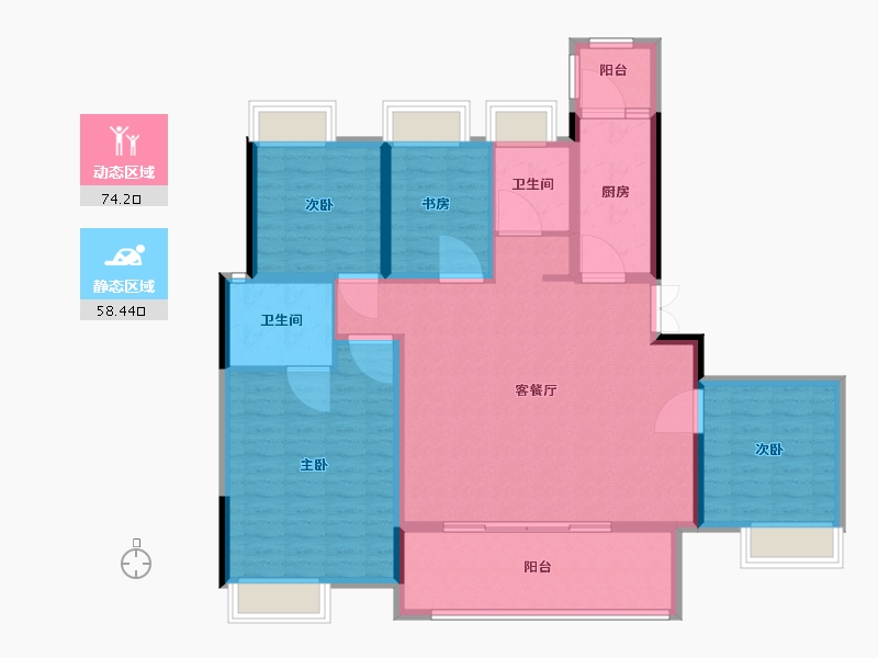 四川省-绵阳市-倍特香槟华府-120.00-户型库-动静分区