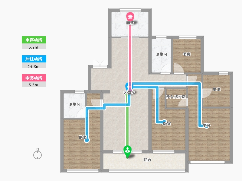 浙江省-杭州市-滨江联合·枫翠云轩-125.50-户型库-动静线