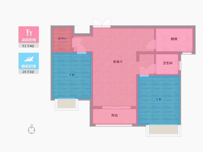 江苏省-常州市-东方新都苑二区-71.20-户型库-动静分区