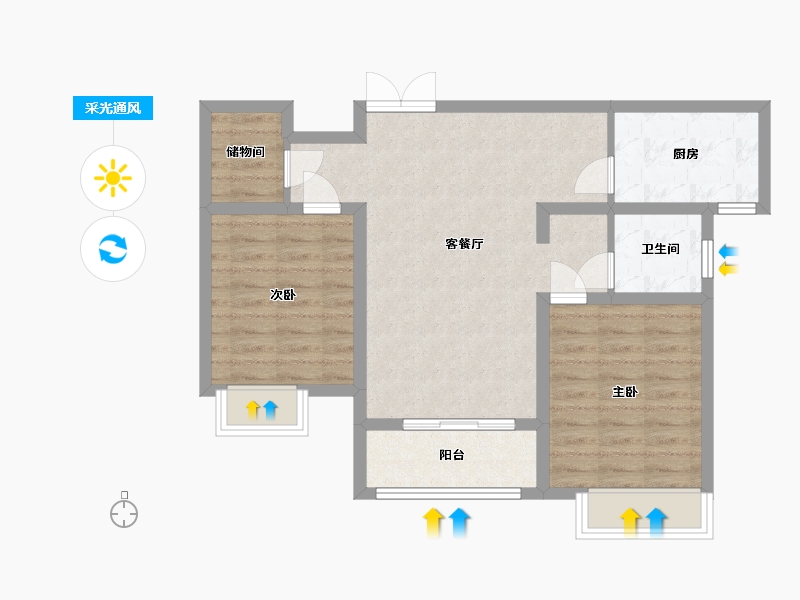 江苏省-常州市-东方新都苑二区-71.20-户型库-采光通风