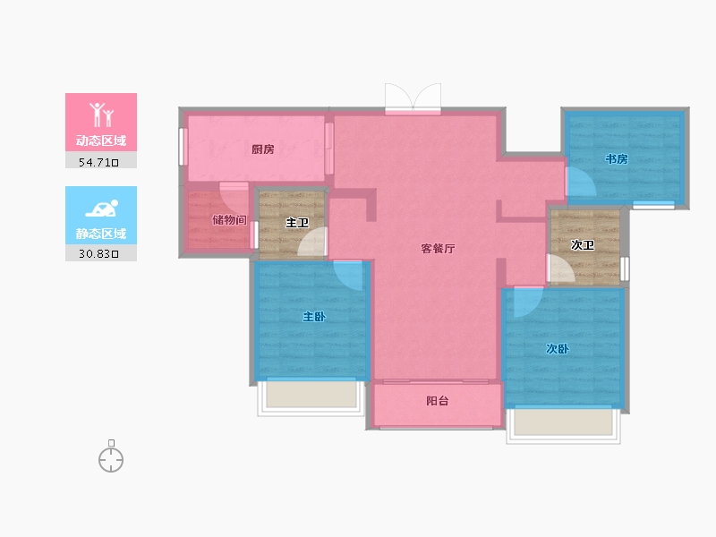 四川省-成都市-保利云上-84.56-户型库-动静分区