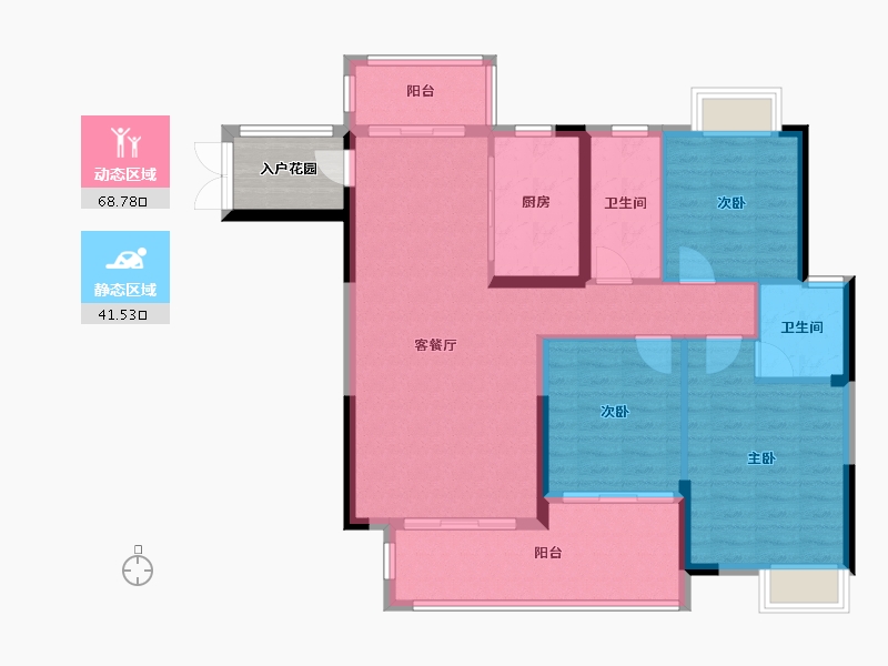 湖南省-邵阳市-和兴蓝湾-104.32-户型库-动静分区