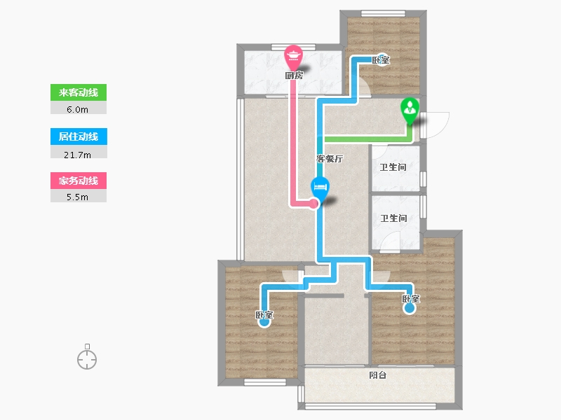 浙江省-杭州市-辰春澜城-90.00-户型库-动静线