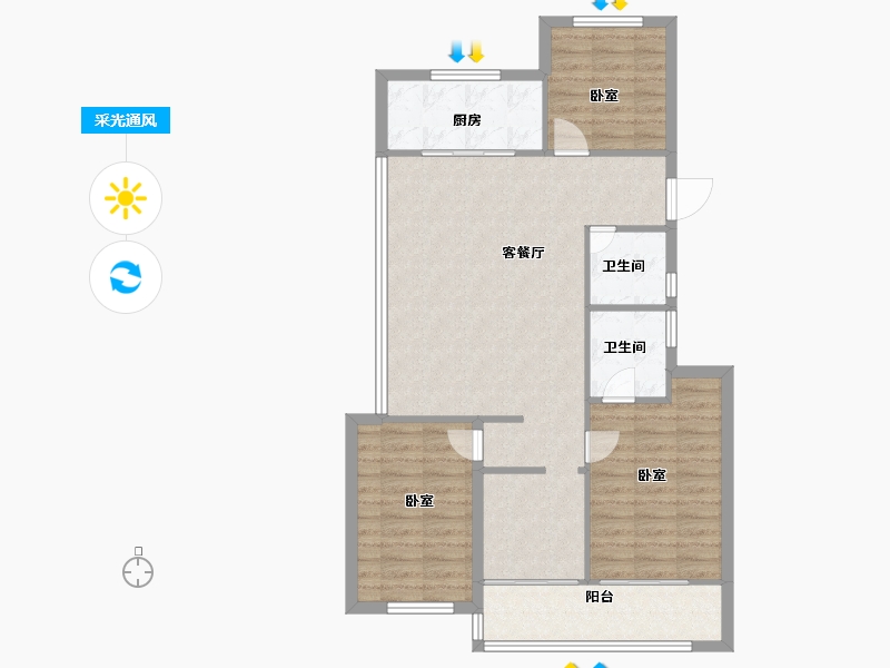 浙江省-杭州市-辰春澜城-90.00-户型库-采光通风