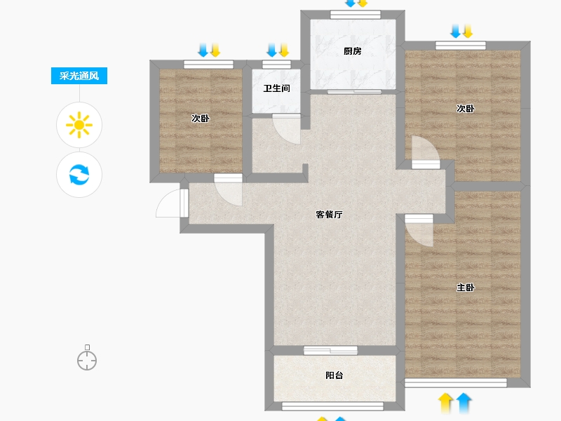 河南省-商丘市-翰林府第-90.19-户型库-采光通风