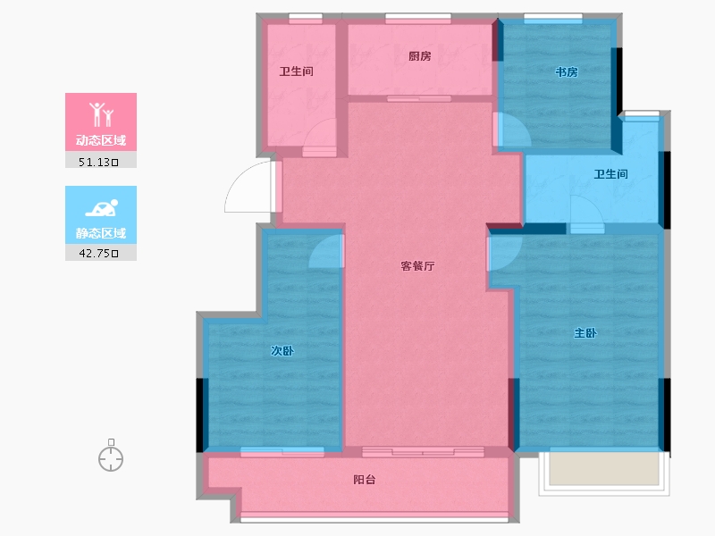 江苏省-常州市-万科金域蓝湾-84.00-户型库-动静分区