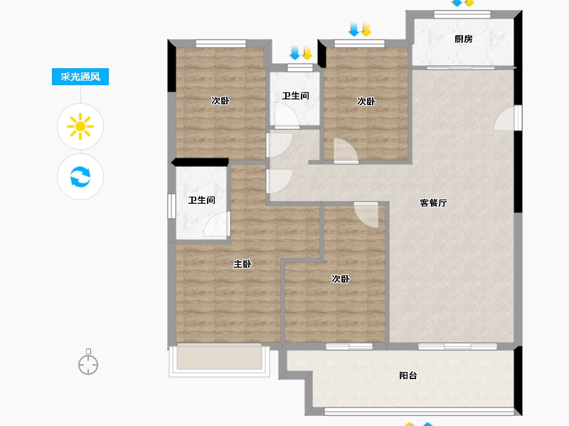 湖北省-襄阳市-房投翰林府-112.78-户型库-采光通风