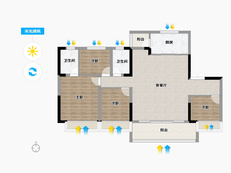 四川省-成都市-人居九林语-106.71-户型库-采光通风