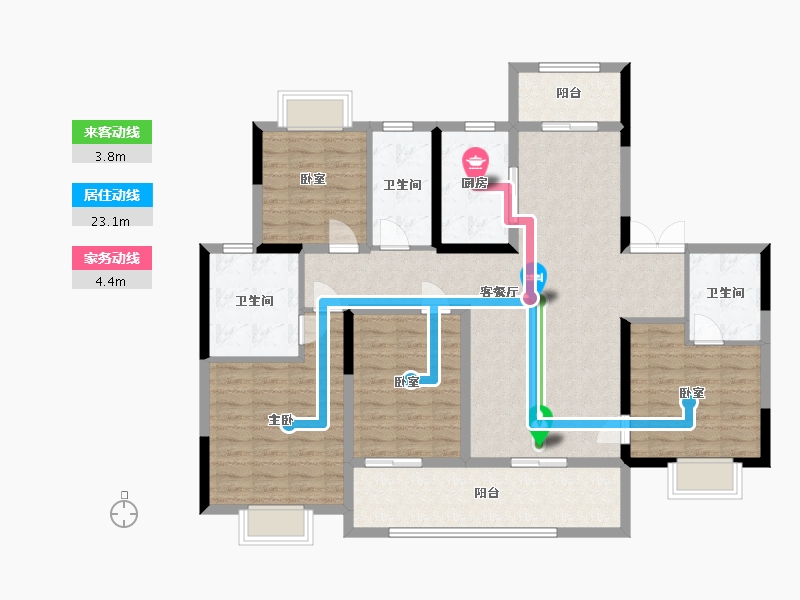 江苏省-南京市- 苏宁檀悦-127.20-户型库-动静线