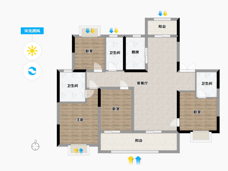 江苏省-南京市- 苏宁檀悦-127.20-户型库-采光通风